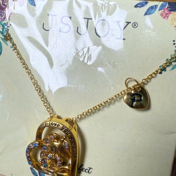 NWT JSJoy Parent & Child Unicorn Necklace “I Love You Forever” And “P” Charm - Picture 3 of 4